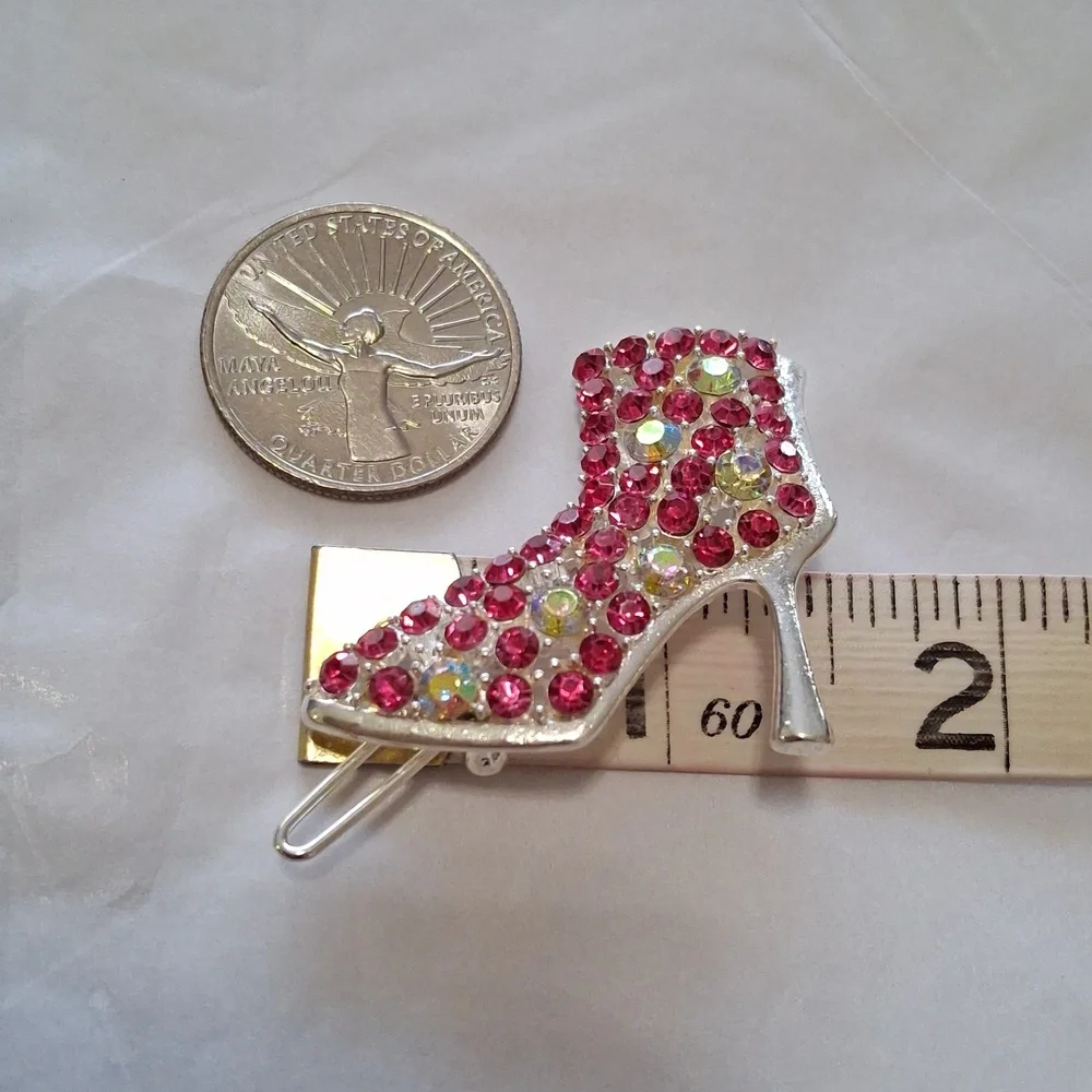 Pink Rhinestone High Heel Barette